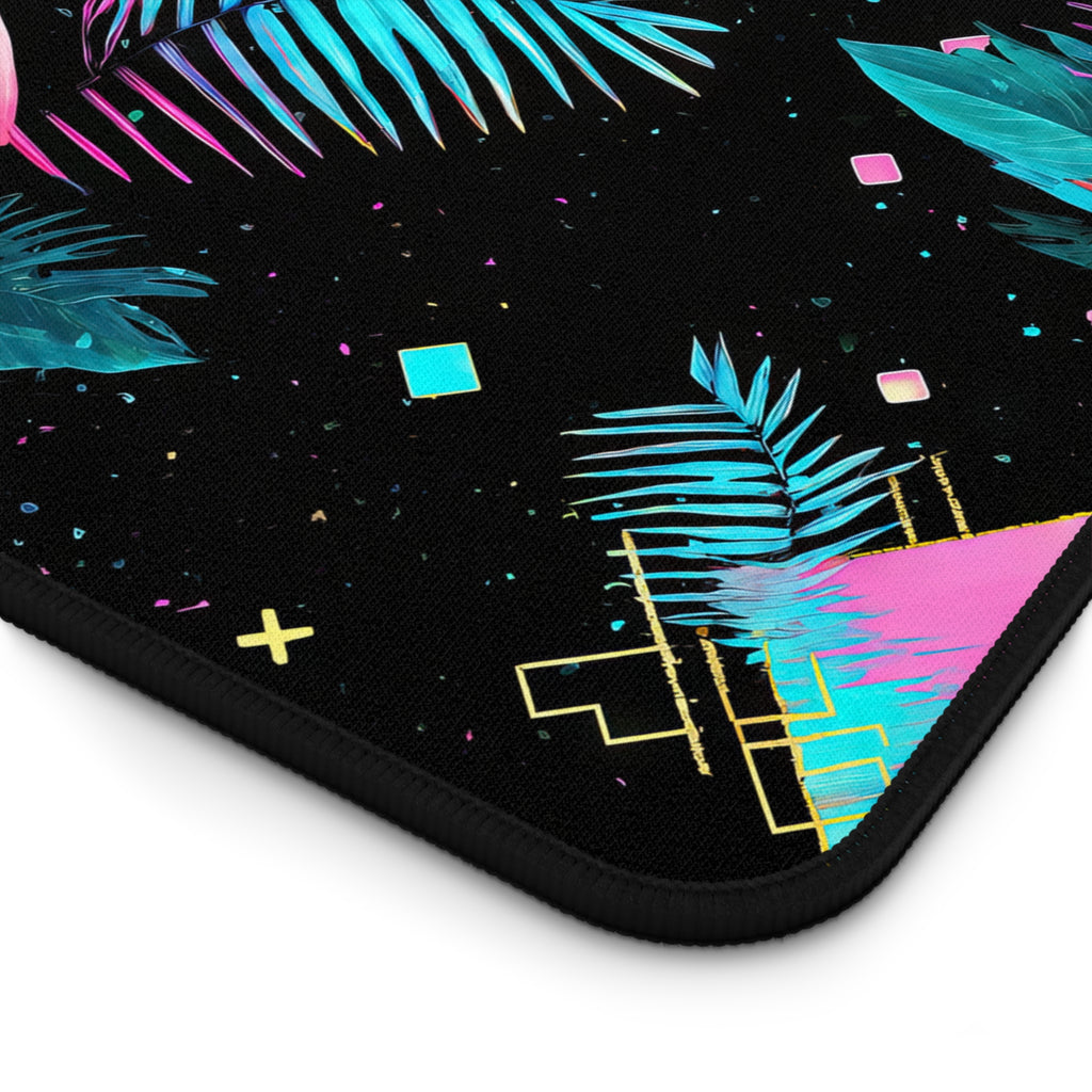Flamingo on the Clock | Desk Mat