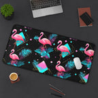 Flamingo on the Clock | Desk Mat