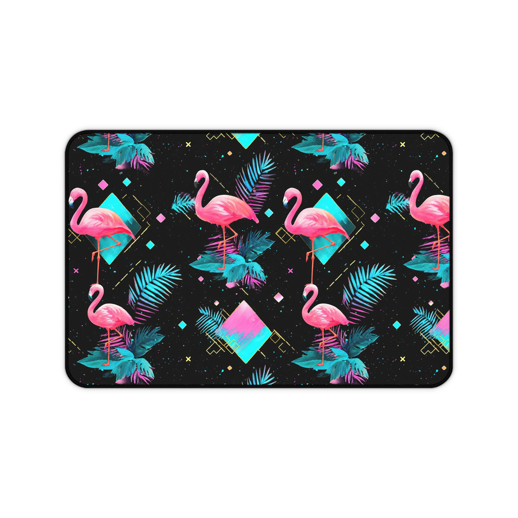 Flamingo on the Clock | Desk Mat