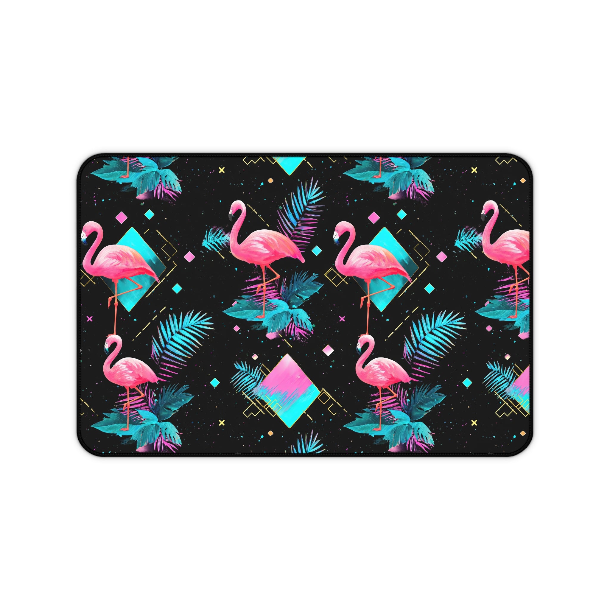 Flamingo on the Clock | Desk Mat