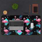 Flamingo on the Clock | Desk Mat