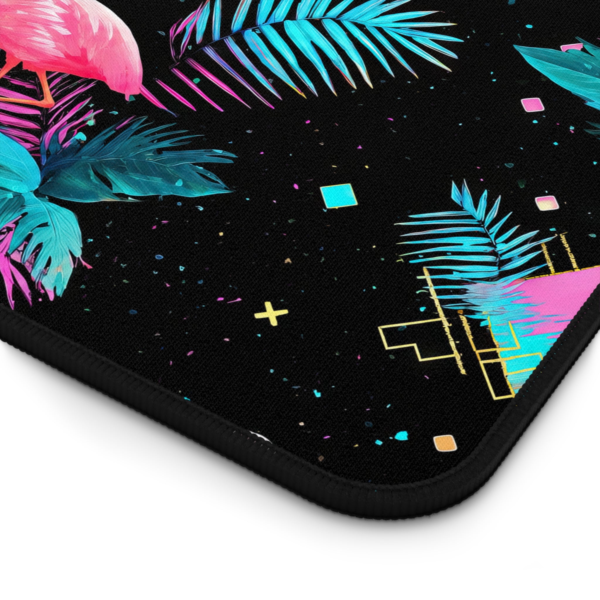 Flamingo on the Clock | Desk Mat