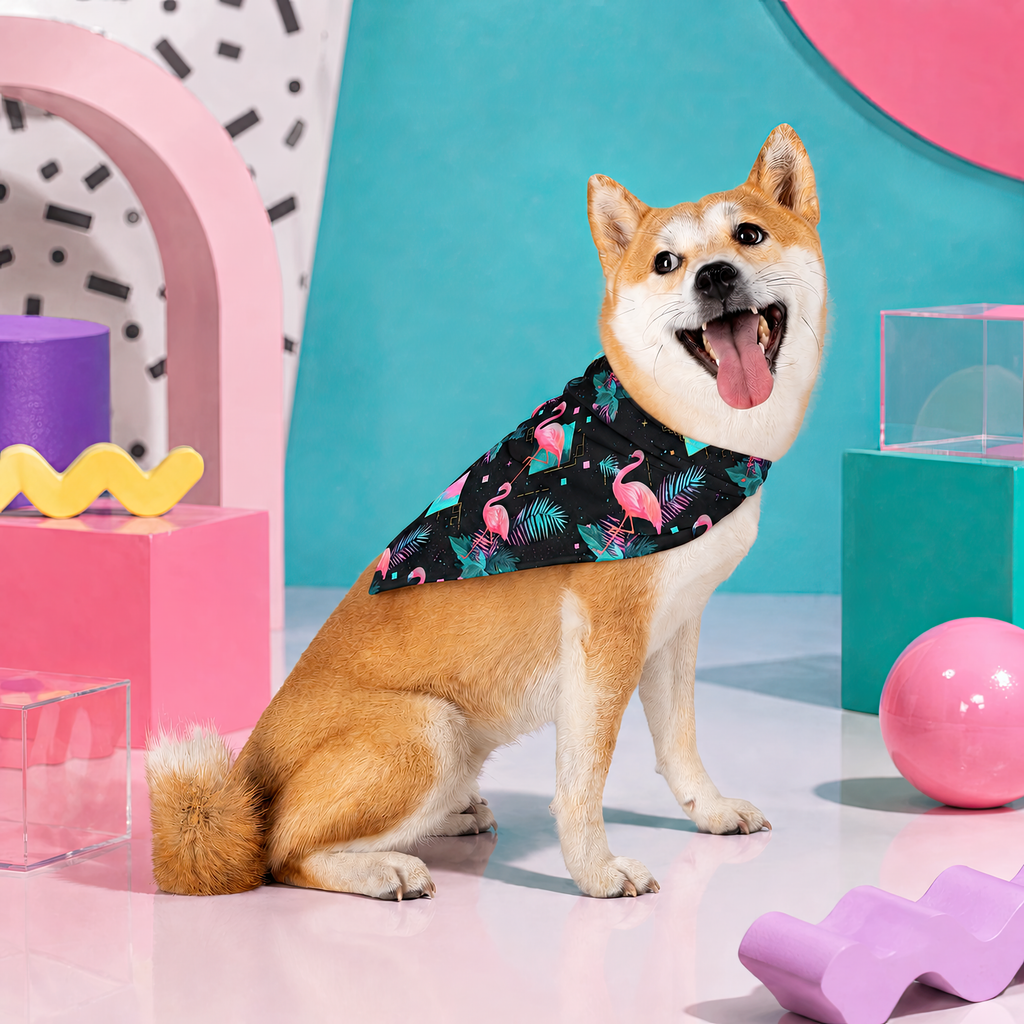 Flamingo on the Clock | Pet Bandana