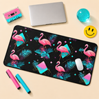 Flamingo on the Clock | Desk Mat