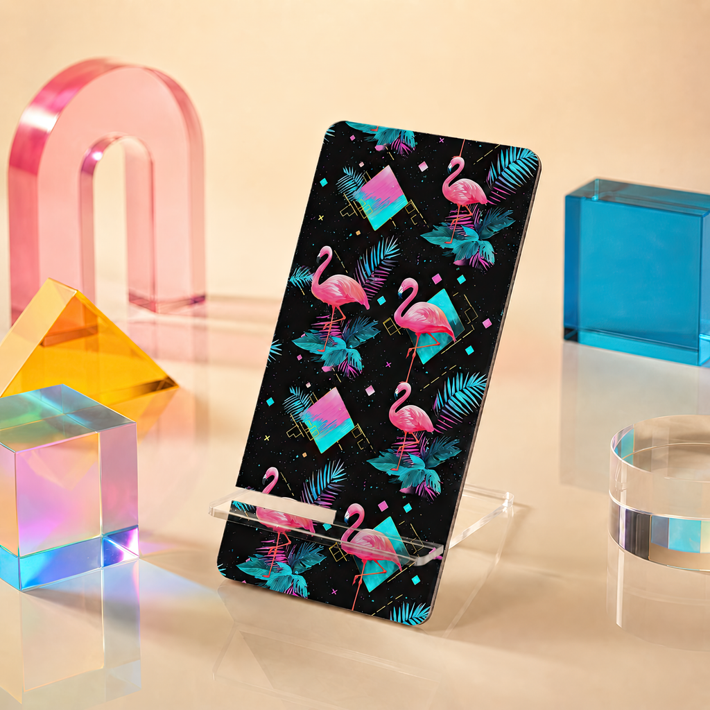 Flamingos on the Clock | Foldable Phone Stand